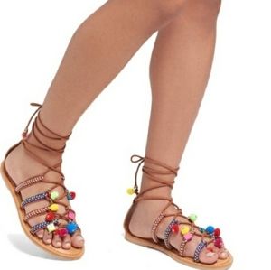 Mossimo Kayla Gladiator Pom Pom Sandals